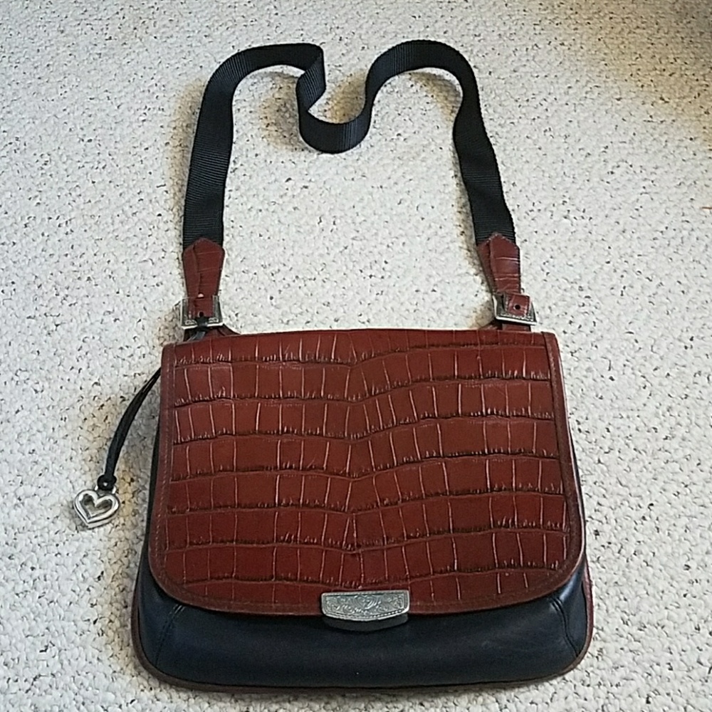 Brighton vintage leather and nylon cross body bag